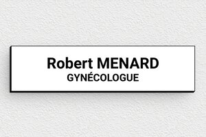 Plaque Professionnelle Gynécologue - ppro-gynecologue-005-1 - 100 x 25 mm - blanc-noir - glue - ppro-gynecologue-005-1