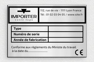 Plaque de firme - ppro-industriel-001-4 - 150 x 100 mm - gris-brillant-noir - glue - ppro-industriel-001-4