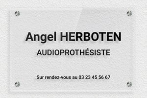 Plaque Audioprothésiste - ppro-job-audioprothesiste-002-1 - 300 x 200 mm - transparent - screws-spacer - ppro-job-audioprothesiste-002-1
