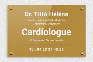 Plaque Cardiologue - ppro-job-cardiologue-006-1 - 300 x 200 mm - or-fonce-blanc - screws-caps - ppro-job-cardiologue-006-1
