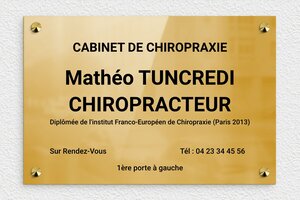 Plaque Professionnelle Chiropracteur - ppro-job-chiropracteur-003-1 - 300 x 200 mm - poli - screws-caps - ppro-job-chiropracteur-003-1