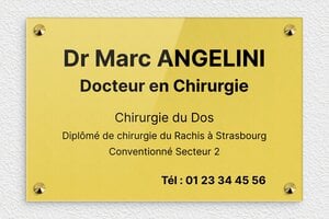 Plaque Chriurgien - ppro-job-chirurgien-001-1 - 300 x 200 mm - or-clair-noir - screws-caps - ppro-job-chirurgien-001-1