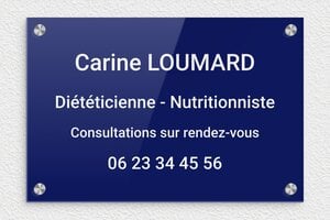 Plaque Diététicienne - ppro-job-dieteticienne-006-1 - 300 x 200 mm - bleu-blanc - screws-caps - ppro-job-dieteticienne-006-1