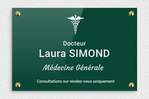 Plaque Docteur - ppro-job-docteur-007-1 - 300 x 200 mm - vert-blanc - screws-caps - ppro-job-docteur-007-1