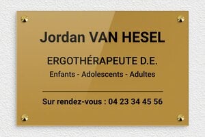 Plaque Professionnelle Ergothérapeute - ppro-job-ergotherapeute-001-1 - 300 x 200 mm - or-fonce-noir - screws-caps - ppro-job-ergotherapeute-001-1