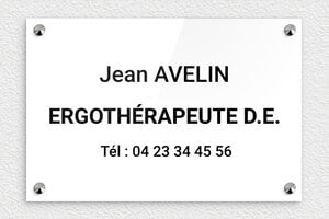 Plaque Professionnelle Ergothérapeute - ppro-job-ergotherapeute-002-1 - 300 x 200 mm - blanc-noir - screws-caps - ppro-job-ergotherapeute-002-1