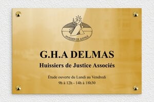 Plaque Huissier de Justice - ppro-job-huissier-002-1 - 300 x 200 mm - poli - screws-caps - ppro-job-huissier-002-1