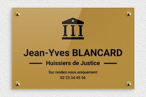 Plaque Huissier de Justice - ppro-job-huissier-003-1 - 300 x 200 mm - or-fonce-noir - screws-caps - ppro-job-huissier-003-1