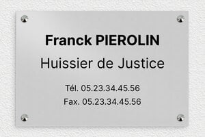 Plaque Huissier de Justice - ppro-job-huissier-005-1 - 300 x 200 mm - anodise - screws-caps - ppro-job-huissier-005-1