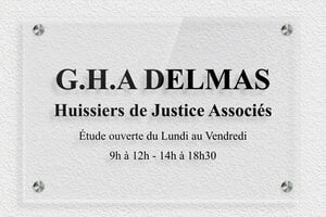 Plaque Huissier de Justice - ppro-job-huissier-007-1 - 300 x 200 mm - transparent - screws-spacer - ppro-job-huissier-007-1