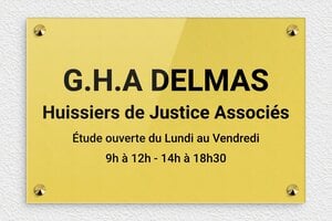 Plaque Huissier de Justice - ppro-job-huissier-008-1 - 300 x 200 mm - or-clair-noir - screws-caps - ppro-job-huissier-008-1