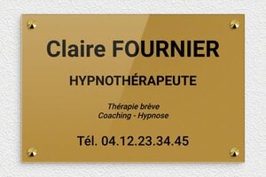 Plaque Hypnothérapeute - ppro-job-hypnotherapeute-001-1 - 300 x 200 mm - or-fonce-noir - screws-caps - ppro-job-hypnotherapeute-001-1