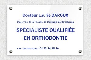 Plaque Orthondontiste - ppro-job-orthodontiste-004-1 - 300 x 200 mm - blanc-bleu - screws-caps - ppro-job-orthodontiste-004-1