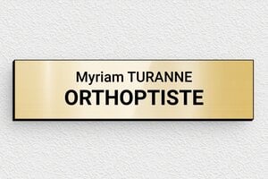Plaque Orthoptiste - ppro-job-orthoptiste-006-1 - 100 x 25 mm - or-brillant-noir - glue - ppro-job-orthoptiste-006-1