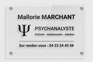 Plaque Psychanalyste - ppro-job-psychanalyste-005-1 - 300 x 200 mm - transparent - screws-spacer - ppro-job-psychanalyste-005-1