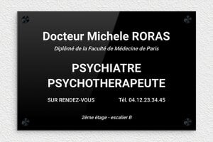 Plaque psychiatre - ppro-job-psychiatre-004-1 - 300 x 200 mm - noir-blanc - screws-caps - ppro-job-psychiatre-004-1