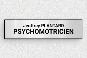 Plaque Psychomotricien - ppro-job-psychomotricien-006-1 - 100 x 25 mm - gris-brillant-noir - glue - ppro-job-psychomotricien-006-1