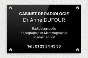 Plaque Professionnelle Radiologue - ppro-job-radiologue-001-1 - 300 x 200 mm - noir-blanc - screws-caps - ppro-job-radiologue-001-1