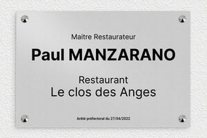 Plaque Professionnelle Maître Restaurateur - ppro-job-restaurateur-001-1 - 300 x 200 mm - anodise - screws-caps - ppro-job-restaurateur-001-1