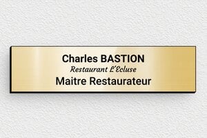 Plaque Maître Restaurateur - ppro-job-restaurateur-006-1 - 100 x 25 mm - or-brillant-noir - glue - ppro-job-restaurateur-006-1