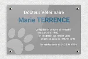 Plaque Vétérinaire - ppro-job-veterinaire-001-2 - 300 x 200 mm - custom - screws-caps - ppro-job-veterinaire-001-2