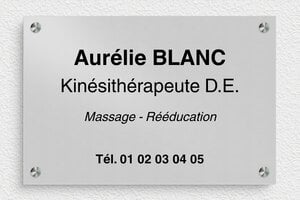 Plaque Professionnelle Aluminium - ppro-kinesitherapeute-003-06 - 300 x 200 mm - anodise - screws-spacer - ppro-kinesitherapeute-003-06