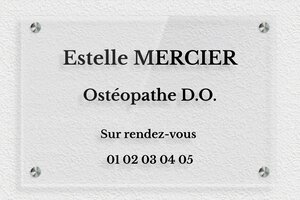 Plaque Professionnelle Plexiglass Transparent - ppro-kinesitherapeute-01-0 - 300 x 200 mm - transparent - screws-spacer - ppro-kinesitherapeute-01-0