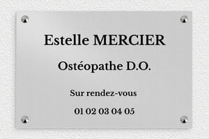 Plaque Professionnelle Aluminium - ppro-kinesitherapeute-0205-0 - 300 x 200 mm - anodise - screws-caps - ppro-kinesitherapeute-0205-0