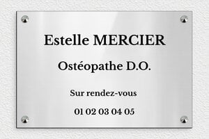Plaque Professionnelle PVC - ppro-kinesitherapeute-0205-01 - 300 x 200 mm - gris-brillant-noir - screws-caps - ppro-kinesitherapeute-0205-01