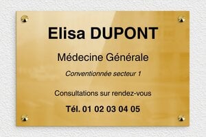 Plaque Professionnelle Laiton - ppro-kinesitherapeute-0503-02 - 300 x 200 mm - poli - screws-caps - ppro-kinesitherapeute-0503-02