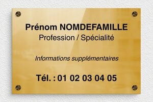 Créez votre plaque professionnelle personnalisée - ppro-laiton-001-5 - 300 x 200 mm - poli - screws-spacer - ppro-laiton-001-5