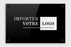 Plaque Professionnelle Logo  - ppro-logo-001-1 - 300 x 200 mm - noir-blanc - screws-caps - ppro-logo-001-1