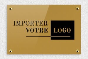 Plaque Professionnelle Logo  - ppro-logo-006-1 - 300 x 200 mm - or-fonce-noir - screws-caps - ppro-logo-006-1