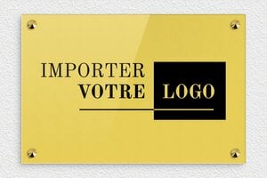 Plaque Professionnelle Logo  - ppro-logo-007-1 - 300 x 200 mm - or-clair-noir - screws-caps - ppro-logo-007-1