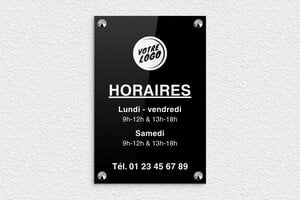 Panneau boutique - ppro-magasin-003-0 - 200 x 300 mm - noir-blanc - screws-caps - ppro-magasin-003-0