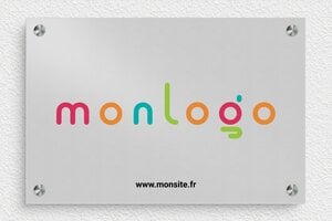 Plaque Professionnelle Logo  - ppro-magasin-005-0 - 300 x 200 mm - anodise - screws-spacer - ppro-magasin-005-0