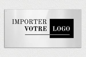 Plaque professionnelle association - ppro-magasin-pvc-5 - 600 x 300 mm - gris-brillant-noir - screws - ppro-magasin-pvc-5