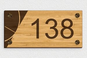 Plaque numéro maison - ppro-maison-002-0 - 210 x 100 mm - bambou - screws-caps - ppro-maison-002-0