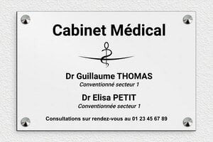 Plaque Professionnelle PVC - ppro-medecin-002-01 - 300 x 200 mm - gris-noir - screws-caps - ppro-medecin-002-01