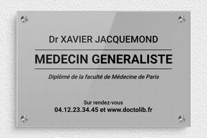 Plaque Médecin - ppro-medecin-002-1 - 300 x 200 mm - gris-noir - screws-spacer - ppro-medecin-002-1