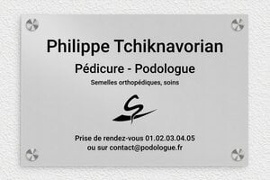Plaque Podologue - ppro-medecin-005-2 - 300 x 200 mm - anodise - screws-caps - ppro-medecin-005-2