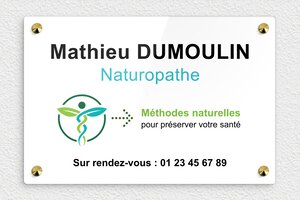 Plaque Professionnelle Naturopathe - ppro-naturopathe-002-1 - 300 x 200 mm - custom - screws-caps - ppro-naturopathe-002-1