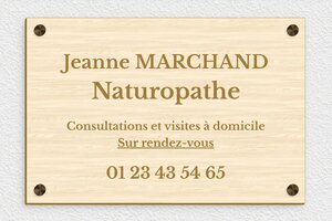 Plaque Professionnelle Naturopathe - ppro-naturopathe-003-5 - 300 x 200 mm - erable - screws-caps - ppro-naturopathe-003-5