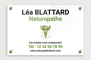 Plaque Professionnelle Naturopathe - ppro-naturopathe-005-1 - 300 x 200 mm - custom - screws-caps - ppro-naturopathe-005-1