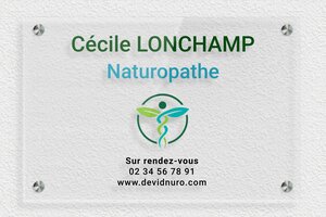 Plaque Professionnelle Plexiglass Transparent - ppro-naturopathe-0063-41 - 300 x 200 mm - transparent - screws-spacer - ppro-naturopathe-0063-41