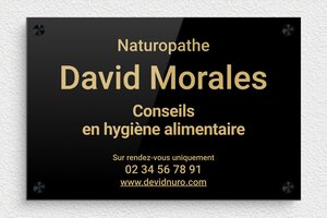 Plaque Professionnelle Naturopathe - ppro-naturopathe-010-1 - 300 x 200 mm - noir-or - screws-spacer - ppro-naturopathe-010-1