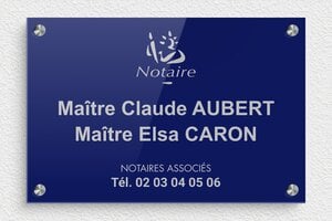 Plaque Notaire - ppro-notaire-001-0 - 300 x 200 mm - bleu-argent - screws-spacer - ppro-notaire-001-0