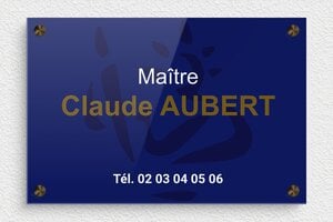 Plaque Professionnelle Plexiglass Bleue - ppro-notaire-001-2 - 300 x 200 mm - custom - screws-spacer - ppro-notaire-001-2