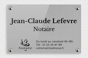 Plaque Notaire - ppro-notaire-001-4 - 300 x 200 mm - gris-noir - screws-caps - ppro-notaire-001-4