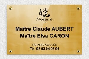 Plaque Professionnelle Laiton - ppro-notaire-002-045 - 300 x 200 mm - poli - screws-caps - ppro-notaire-002-045